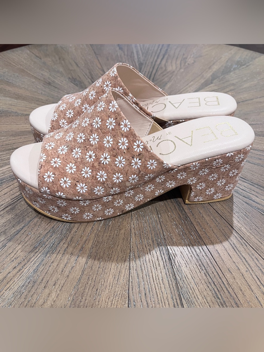 Beach By Matisse Terry Wedge Sandal Platform Slide Sz 10 Daisy Cork Open Toe